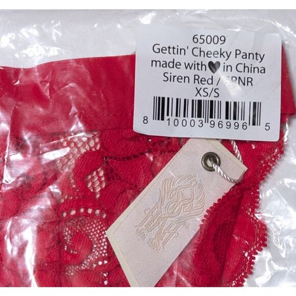 We Are HAH Red Siren Gettin' Cheeky Lace Panty Size XS/S - Picture 5 of 8